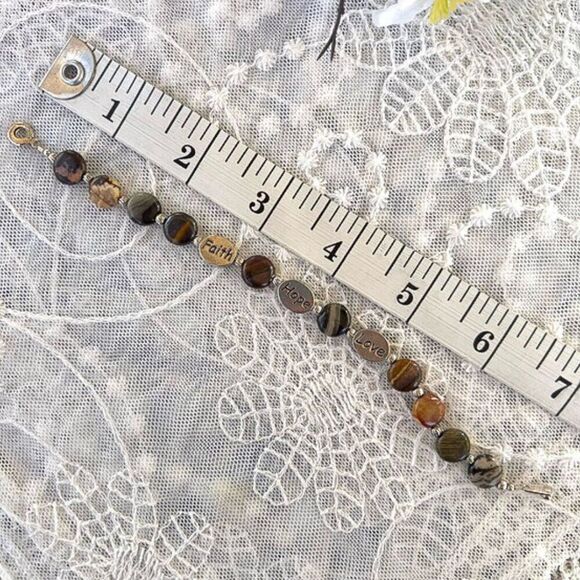 Vintage 90’s “Faith” “Hope” “Love” Jasper Agate Stone Bracelet - Picture 10 of 12